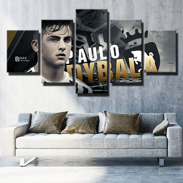 Juventus Fc Sweat Paulo Dybala Grey Canvas Wall Art