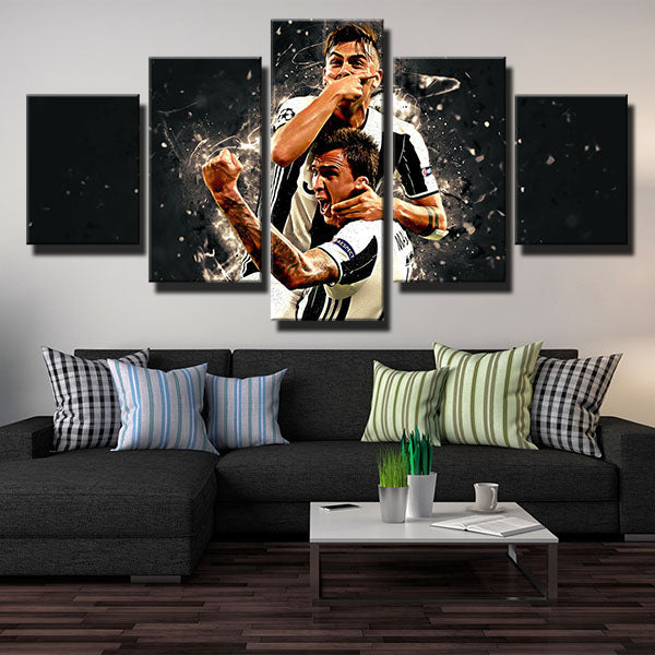 Juventus Fc Two Players Hugs Canvas Wall Art