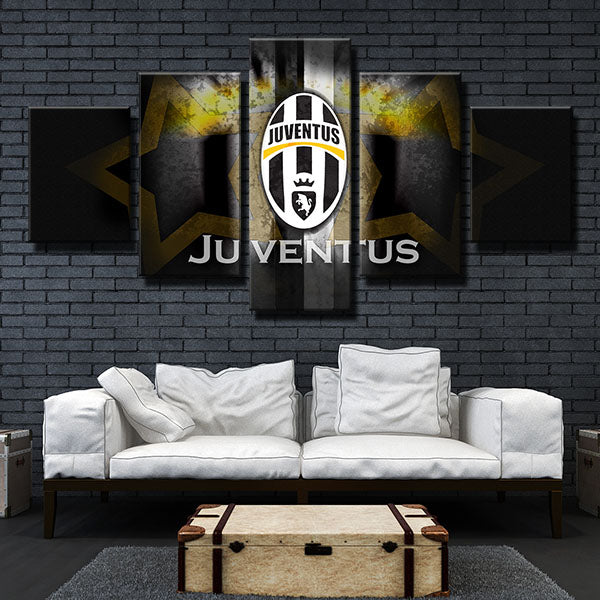 Juventus Fc Two Stars Emblem Canvas Wall Art