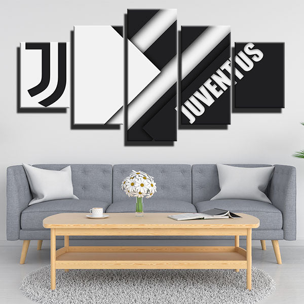 Juventus Fc White And Black Simple Emblem Canvas Wall Art