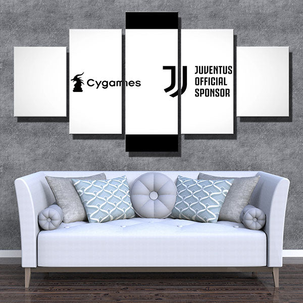 Juventus Fc White Emblem Canvas Wall Art