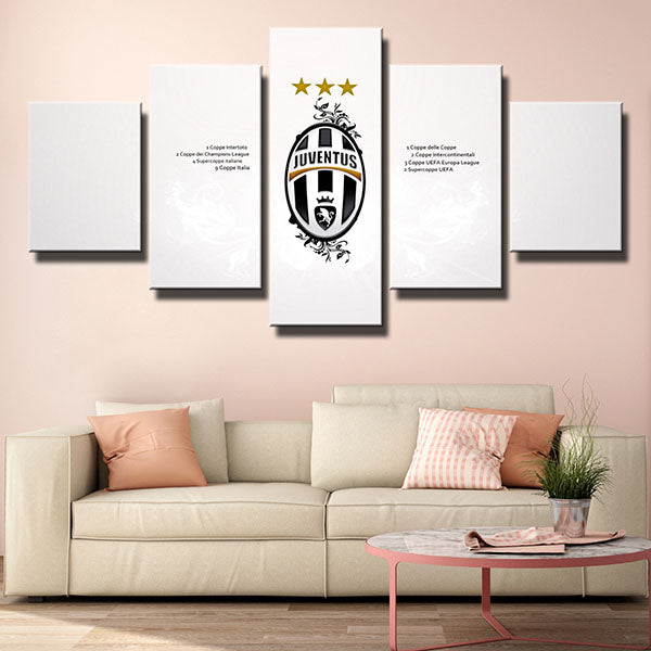 Juventus Fc White Team Badge Canvas Wall Art