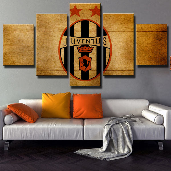 Juventus Fc Wood Emblem Canvas Wall Art