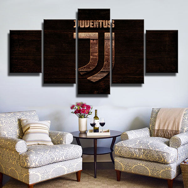 Juventus Fc Wood Emblem Canvas Wall Art