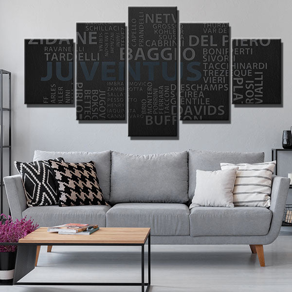 Juventus Fc Word Juventus Canvas Wall Art