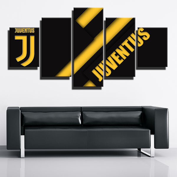 Juventus Fc Yellow And Black Simple Emblem Canvas Wall Art