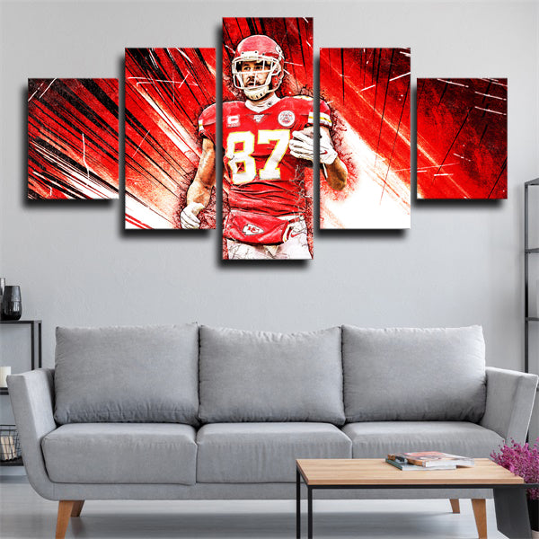 Kansas City Chiefs Zeus Travis Kelce Red Canvas Wall Art