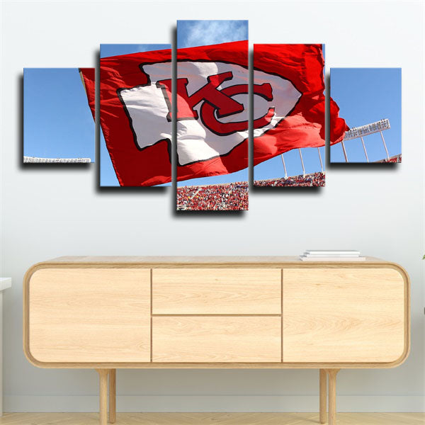 Kansas City Chiefs Badge Flag Canvas Wall Art