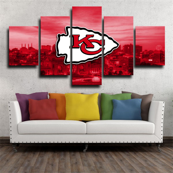 Kansas City Chiefs Badge Red Background Canvas Wall Art