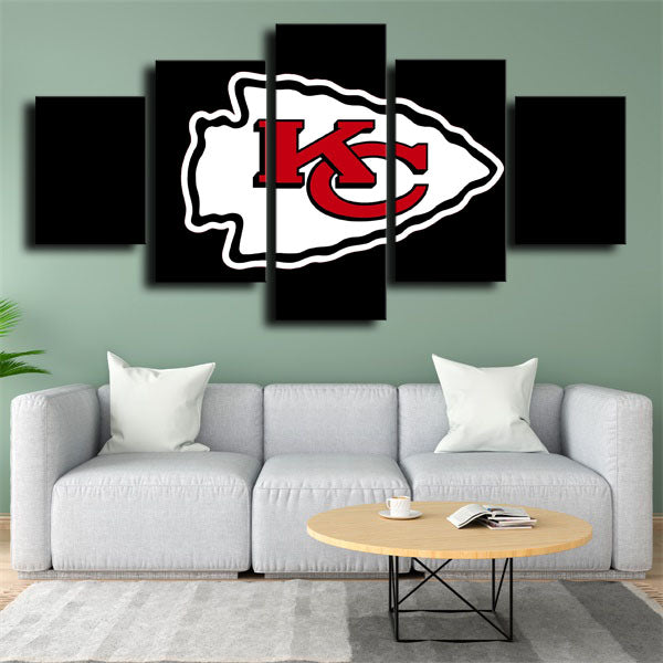 Kansas City Chiefs Emblem Black Canvas Wall Art