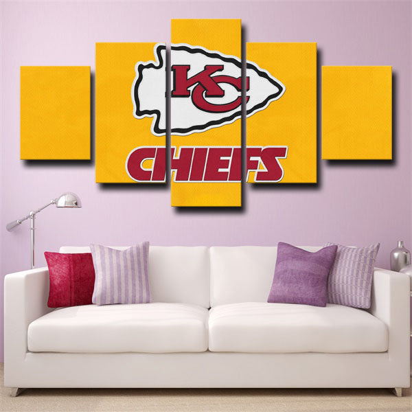 Kansas City Chiefs Emblem Yellow Canvas Wall Art