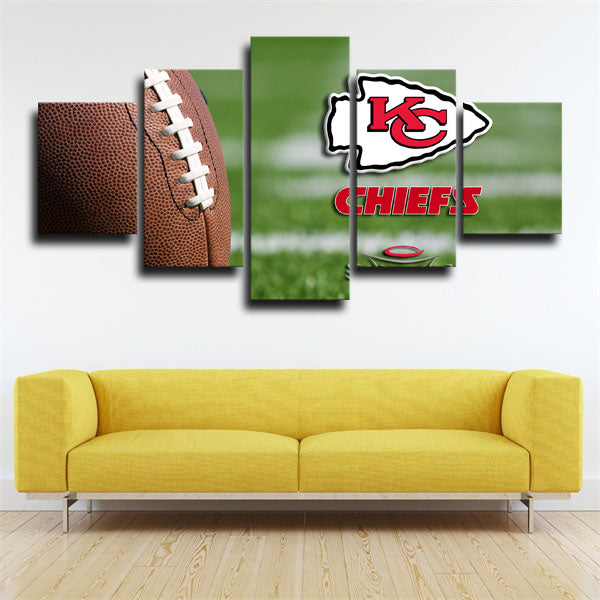 Kansas City Chiefs Logo With Football Canvas Wall Art