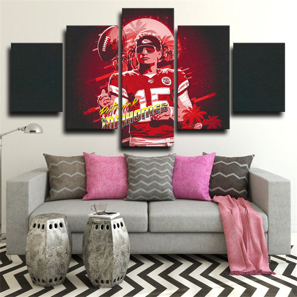 Quarterback No.15 Patrick Mahomes Canvas Wall Art