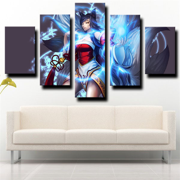 League Of Legends Ahri Mage Blue Power Canvas Wall Art