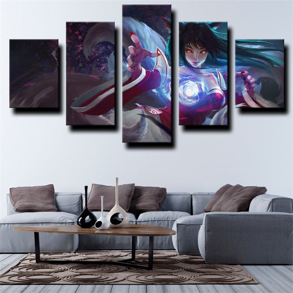 League Of Legends Ahri Mage Red Eyes Canvas Wall Art