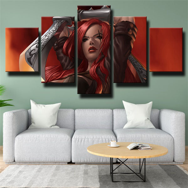 League Of Legends Assassin Katarina Mage Red Canvas Wall Art