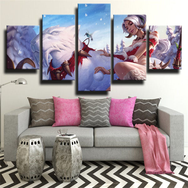 League Of Legends Assassins Warriors Nidalee Cartoon Canvas Wall Art
