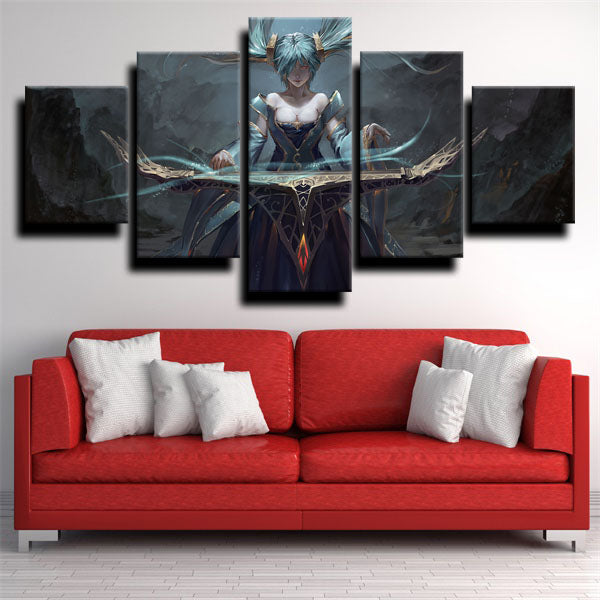 League Of Legends Auxiliary Sona Gray Canvas Wall Art