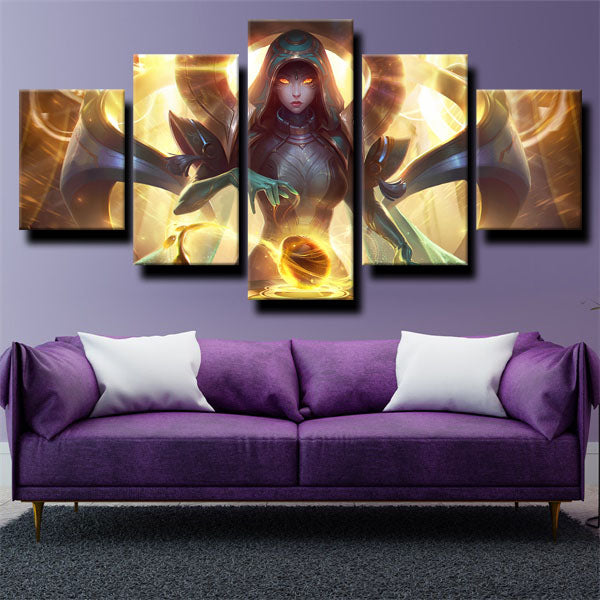 League Of Legends Auxiliary Sona Yellow Painting Canvas Wall Art