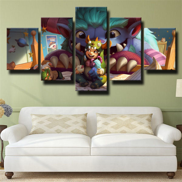 League Of Legends Auxiliary Warrior Nunu Cartoon Canvas Wall Art