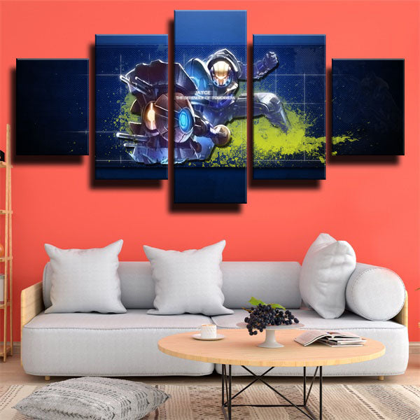 League Of Legends Defender Jayce Blue Canvas Wall Art