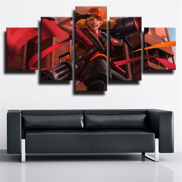 League Of Legends Jinx Shooter Dark Red Canvas Wall Art