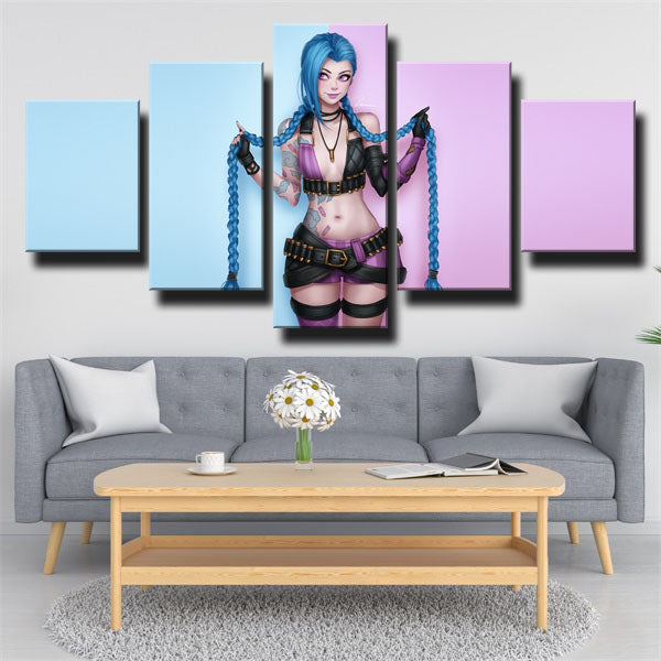 League Of Legends Jinx Shooter Powder Blue Canvas Wall Art