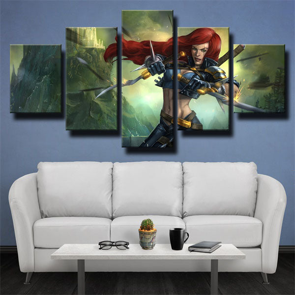 League Of Legends Mage Katarina Green Canvas Wall Art