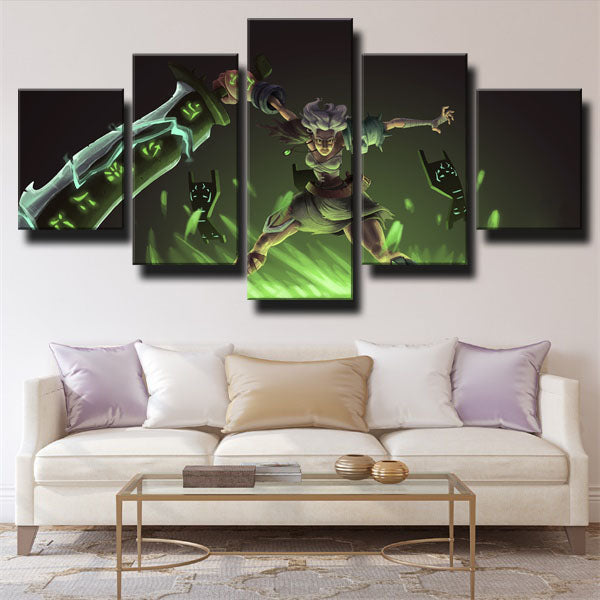 League Of Legends Riven Warriors Green Canvas Wall Art