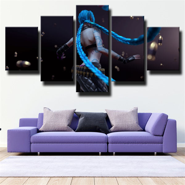 League Of Legends Shooter Jinx Black Canvas Wall Art
