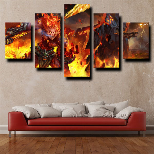 League Of Legends Sun Wukong Warrior Fire Canvas Wall Art