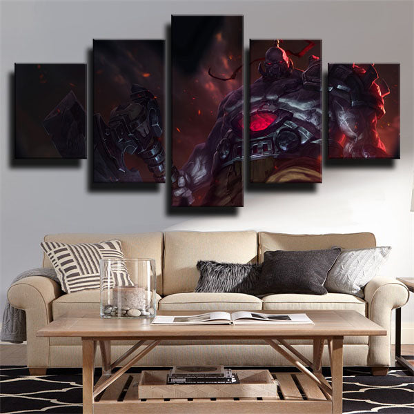 League Of Legends Tanks Soldiers Sion Black Canvas Wall Art