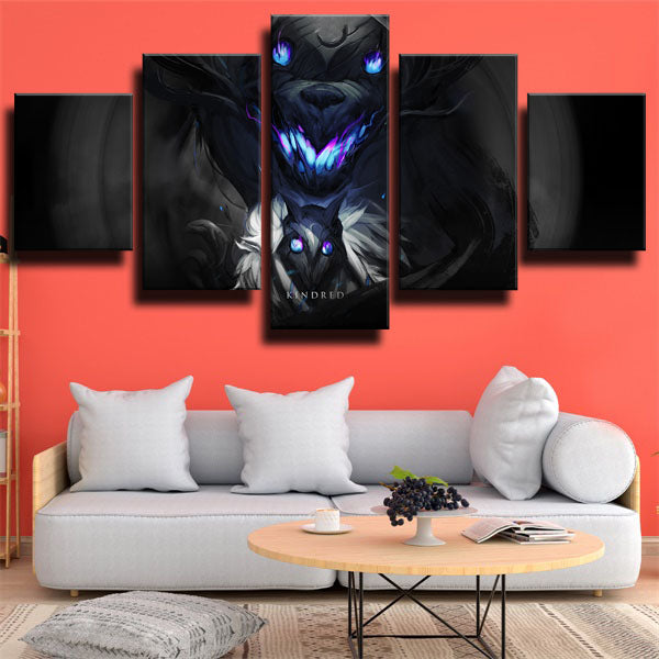 League Of Legends The Eternal Hunters Kindred Black Canvas Wall Art
