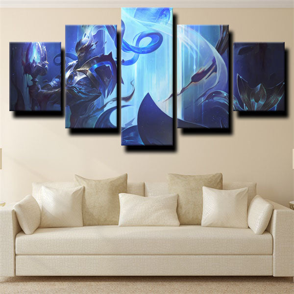 League Of Legends The Seneschal Of Demacia Xin Zhao Blue Canvas Wall Art