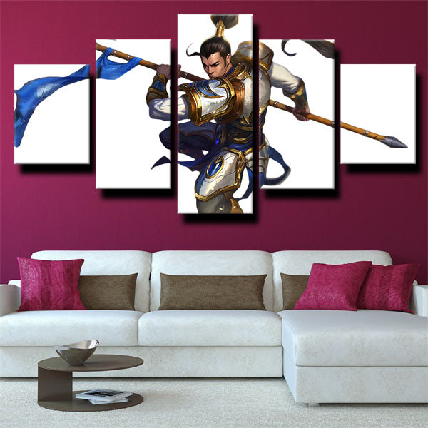 League Of Legends The Seneschal Of Demacia Xin Zhao White Canvas Wall Art