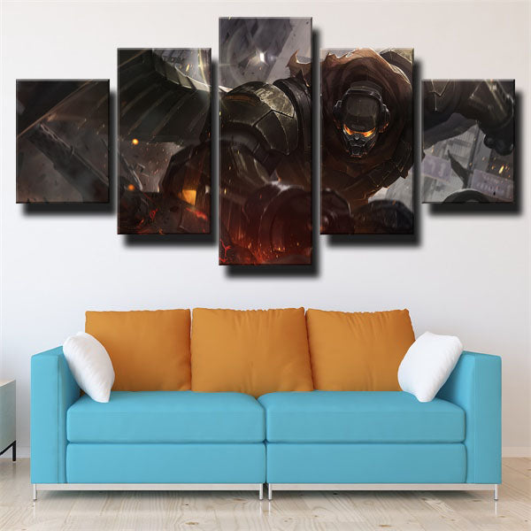The Sentinel’S Sorrow Galio Fire Canvas Wall Art