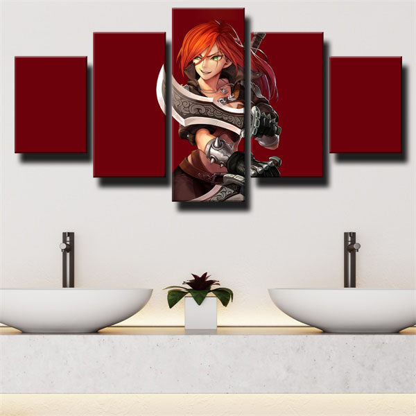 League Of Legends The Sinister Blade Katarina Red Canvas Wall Art