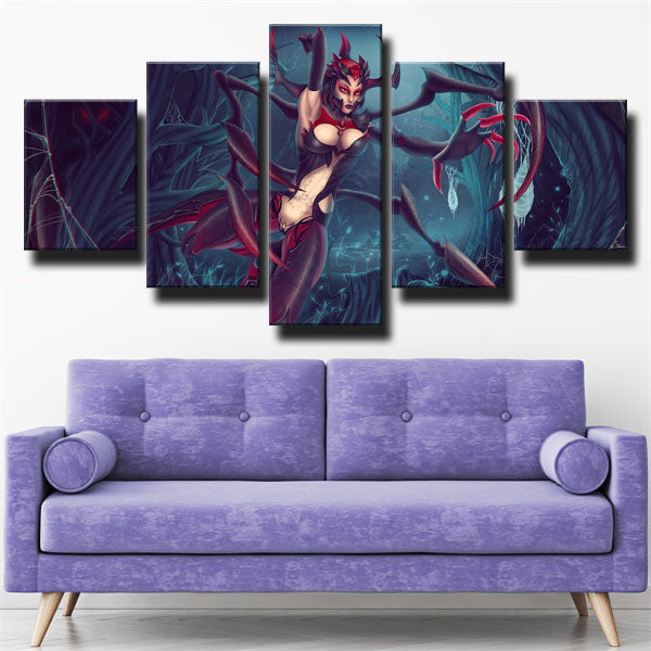 League Of Legends The Spider Queen Elise Red Canvas Wall Art