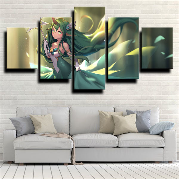 League Of Legends The Starchild Soraka Green Canvas Wall Art