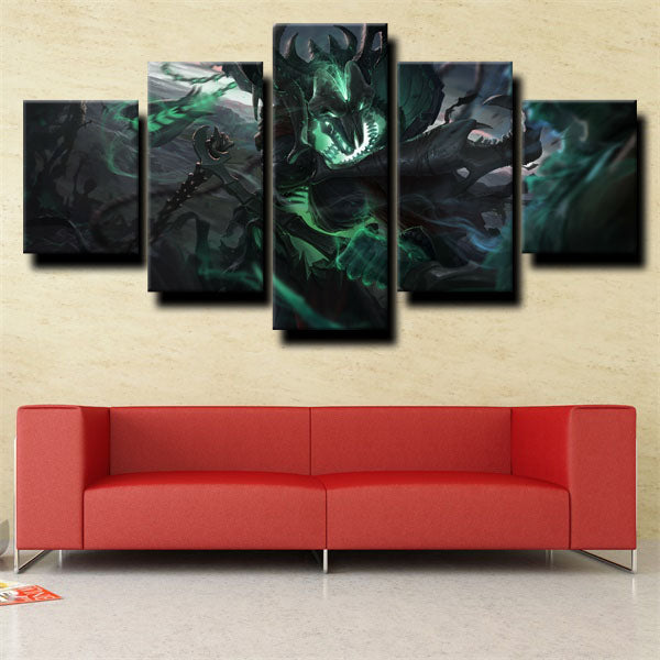 League Of Legends Thresh Auxiliary Black Painting Canvas Wall Art