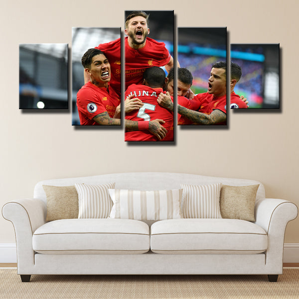 Liverpool Fc James Milner C Celebrates With Team Mates Canvas Wall Art