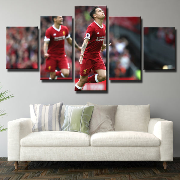 Liverpool Fc Philippe Coutinho Celebrates Scoring Canvas Wall Art