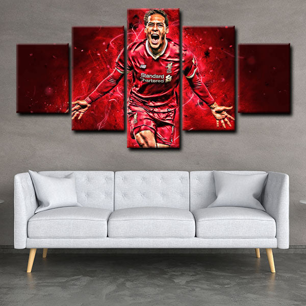 Liverpool Football Club Defender Virgil Van Dijk Shout Canvas Wall Art