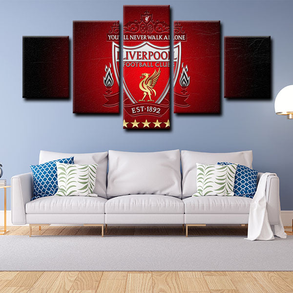 Liverpool Football Club Emblem On Red Background Canvas Wall Art