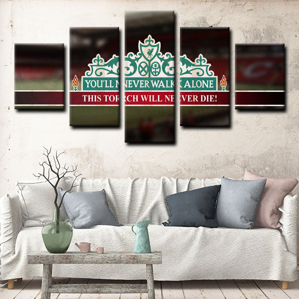 Liverpool Football Club Logo The Torch Will Never Die Canvas Wall Art