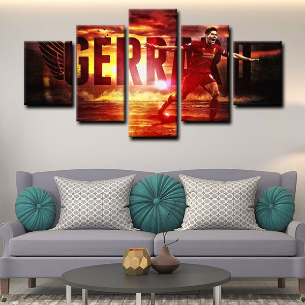 Midfielder Stevie G Steven Gerrard On Sunset Background Canvas Wall Art