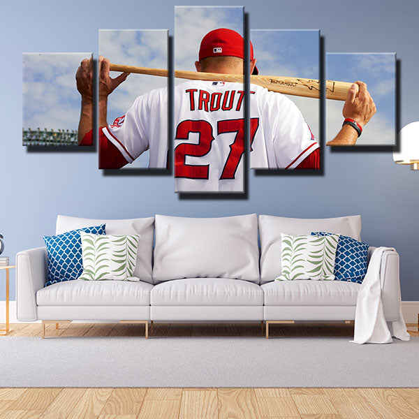 Los Angeles Angels Center Fielder God’S Gift Mike Trout Canvas Wall Art