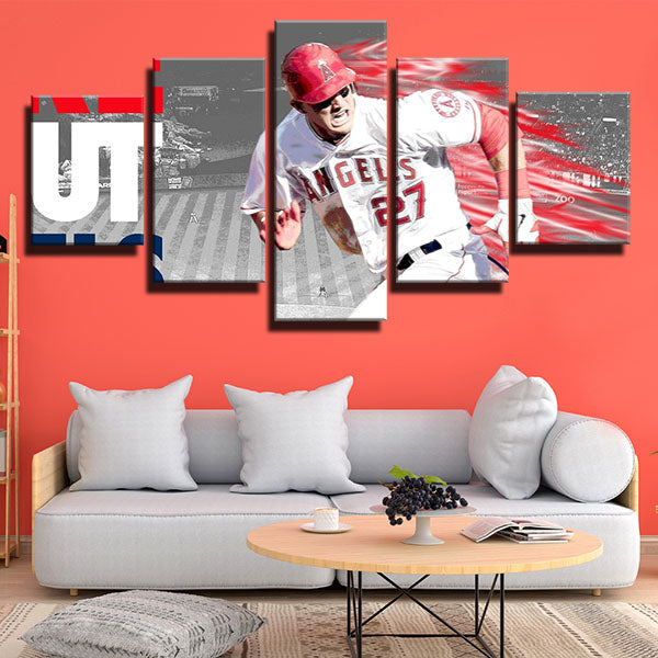 Los Angeles Angels Center The Kid Mike Trout Canvas Wall Art