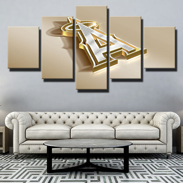 Los Angeles Angels Gold 3D Emblem Canvas Wall Art