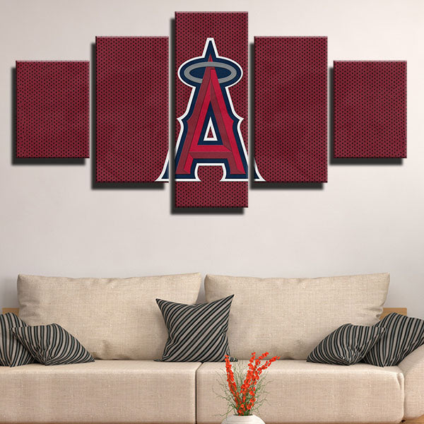 Los Angeles Angels Mesh Dark Red Emblem Canvas Wall Art